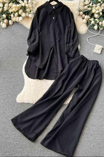 Women's Sets Spring Fashion Shirt High Waist Casual Pants 2 Piece Set Women Clothing Wholesale