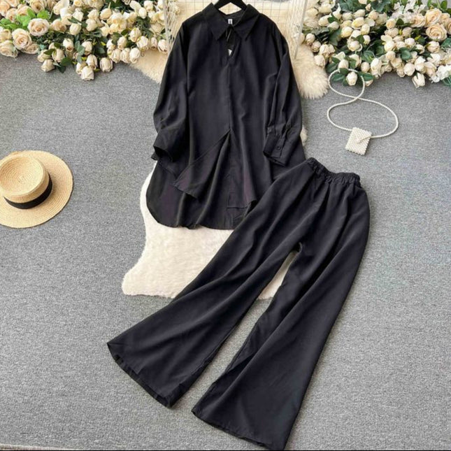Women's Sets Spring Fashion Shirt High Waist Casual Pants 2 Piece Set Women Clothing Wholesale