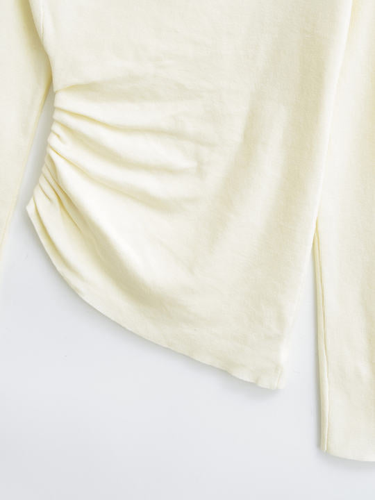 2 Colorway Asymmetrical Design Long Sleeve Solid Color Casual Fashion Tops Blouse for Women