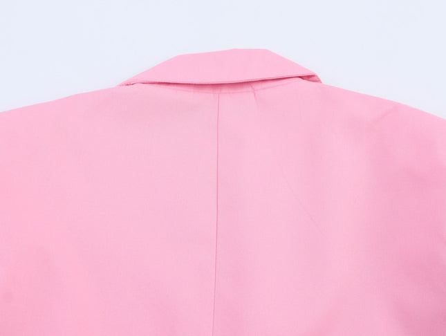 Single Buttons pink Color Long Sleeve Notched Collar Causal Fashion blazer Jacket for Women