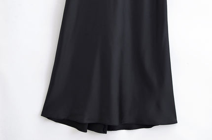 Spaghetti Strap Solid Color Back Hollow Out Casual Fashion Long slip Dress for Women