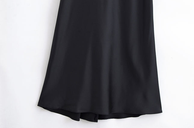 Spaghetti Strap Solid Color Back Hollow Out Casual Fashion Long slip Dress for Women