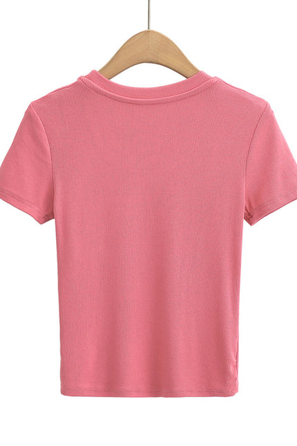 5 Colorway Crew Neck Short Sleeve Solid Color Knitted Casual Fashion Women's T-shirt