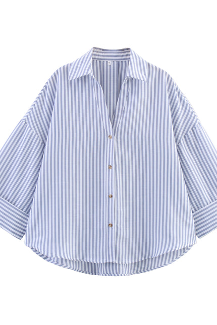 5 Colorway Buttons up Turn Down Collar Long Sleeve Casual Fashion Tops Blouse for Women