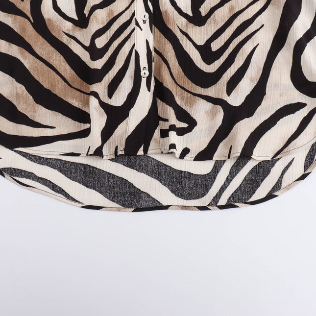 V Neck Buttons up Long Sleeve Animal Print Multi Color Casual Fashion Tops Blouses for Women