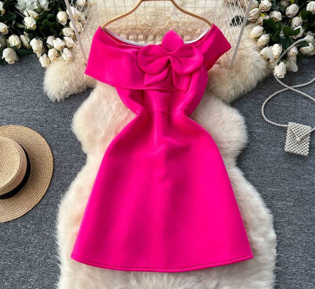 Sleeveless Sheath Birthday Party Dresses Women Stereoscopic Flower Pleated Dresses