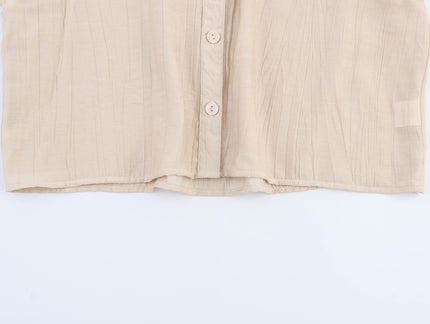 3 Colorway Solid Color Short Sleeve Turn Down Collar Buttons up Casual Fashion Tops Blouse for Women