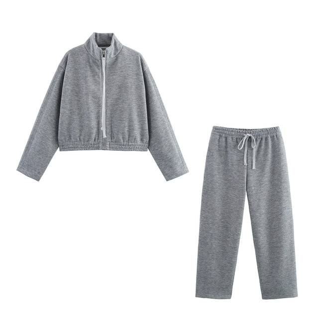 Turtleneck Collar Zipper Fly Long Sleeve Gray Color Casual Fashion Jacket for Women