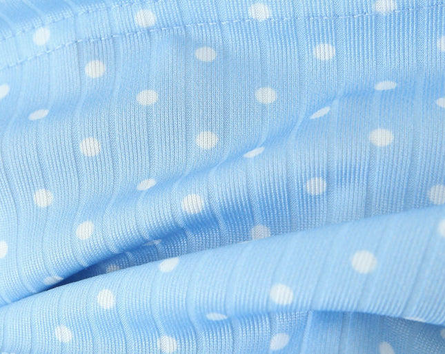 Light Blue Color Polka Dot Print Back Hollow Out Casual Fashion Women's Halter Crop tank Top