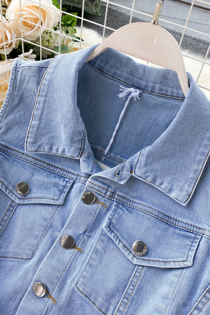 Retro Buckle Ties Waist Straight Wide Leg Pants Denim Jumpsuit