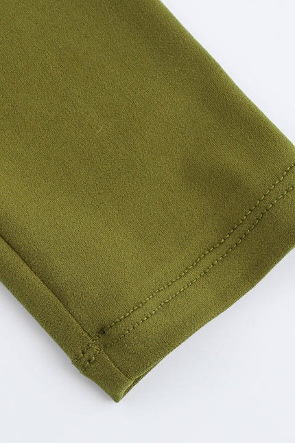 V Collar Design Long Sleeve Green Color Casual Fashion Bodysuit Jumpsuit for Women