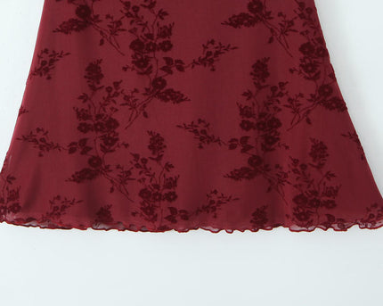Square Collar Short Sleeve Burgundy Color Front Lace up Casual Fashion Summer Mini Dress for Women