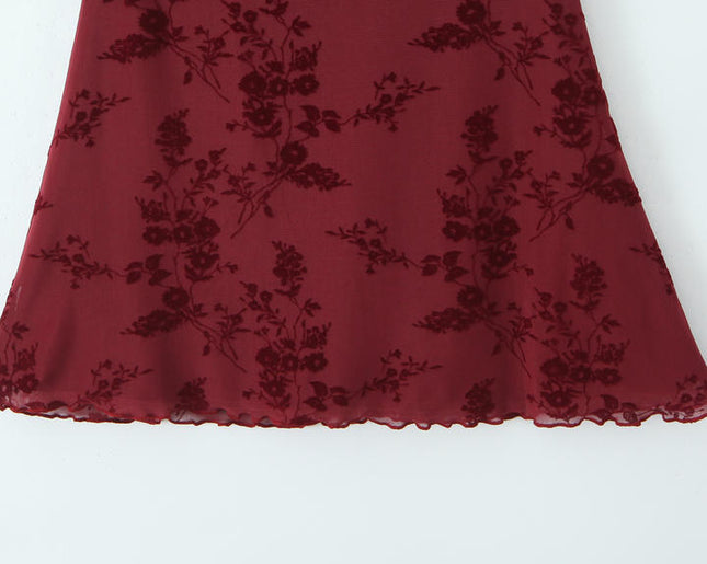 Square Collar Short Sleeve Burgundy Color Front Lace up Casual Fashion Summer Mini Dress for Women