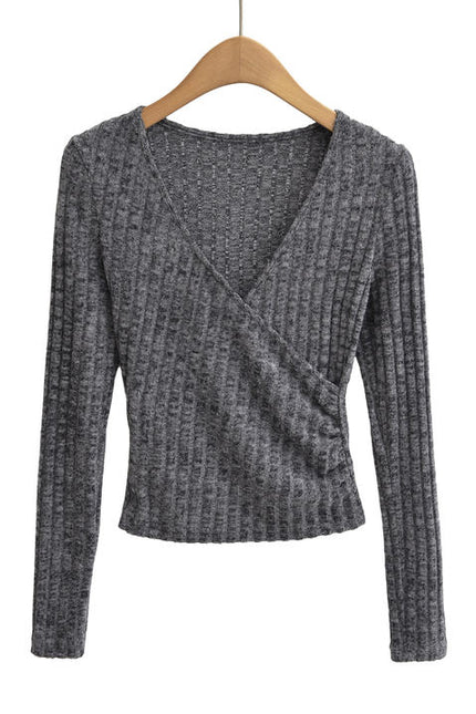 4 Colorway v Neck Long Sleeve Solid Color Casual Fashion Women t Shirt