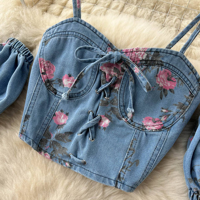 Camisola sem alças colete cintura alta Split meia saia do corpo duas peças conjunto feminino