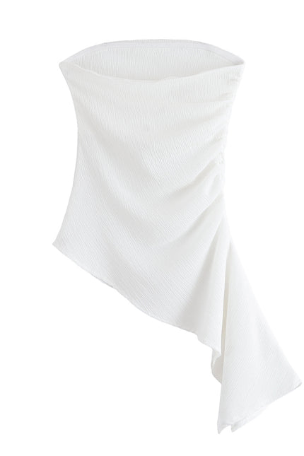 3 Colorway Asymmetrical Design Solid Color Strapless Casual Fashion Women's tank Top