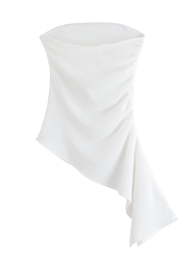 3 Colorway Asymmetrical Design Solid Color Strapless Casual Fashion Women's tank Top