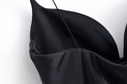 Spaghetti Strap Solid Color Back Hollow Out Casual Fashion Long slip Dress for Women