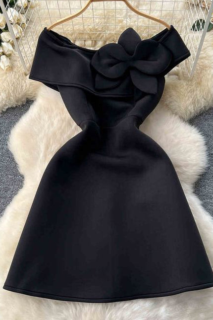 Sleeveless Sheath Birthday Party Dresses Women Stereoscopic Flower Pleated Dresses