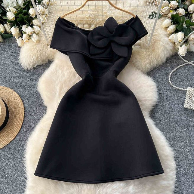 Sleeveless Sheath Birthday Party Dresses Women Stereoscopic Flower Pleated Dresses