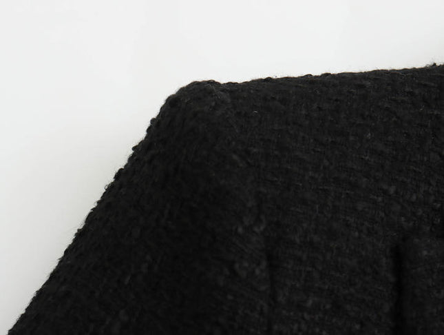 Notched Collar Double Breasted Black Color Casual Fashion Tweed blazer for Women