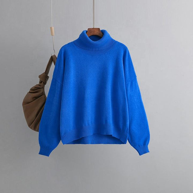 European and American Women's Blouse High Collar Thick Loose Thin Sweater