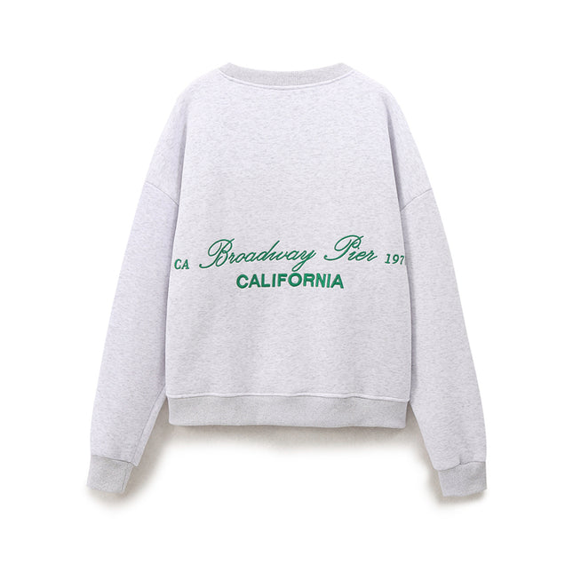 Crew Neck Gray Color Letter Embroidery Long Sleeve Casual Fashion Women Sweatshirt