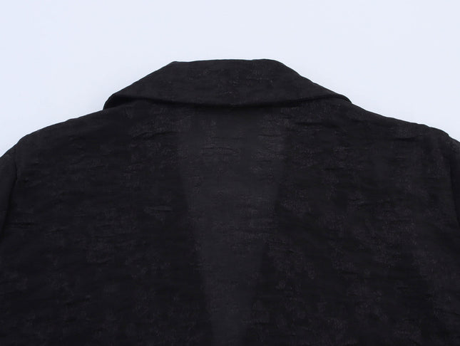Single Button Long Sleeve Notched Collar Black Color Casual Fashion blazer Jacket for Women