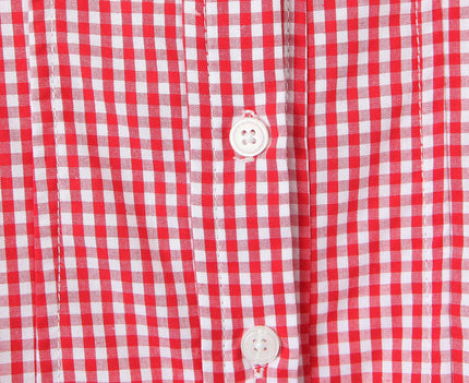 Buttons up Plaid Print Red Color Buttons up Sleeveless Casual Fashion Women's tank Top