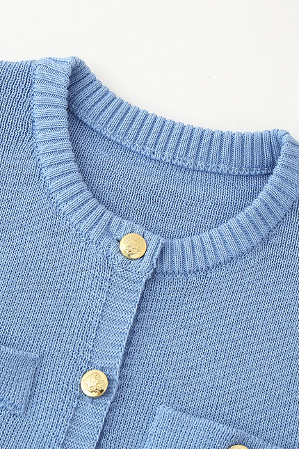 4 Colorway Crew Neck Buttons up Short Sleeve Solid Color Casual Fashion Summer Long Knit Dress for Women