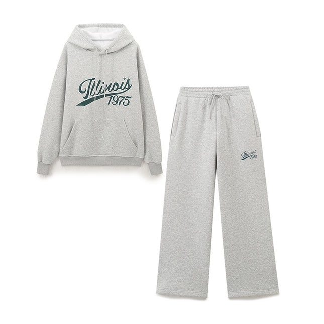 Letter Print Front Pockets Hooded Gray Color Long Sleeve Casual Fashion Women Sweatshirt Hoodie