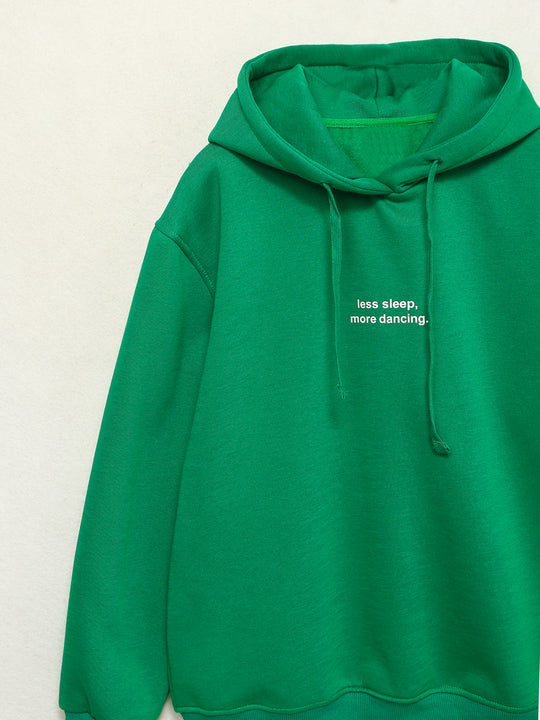 Letter Embroidery Long Sleeve Green Color Casual Fashion Women Sweatshirt Hoodie