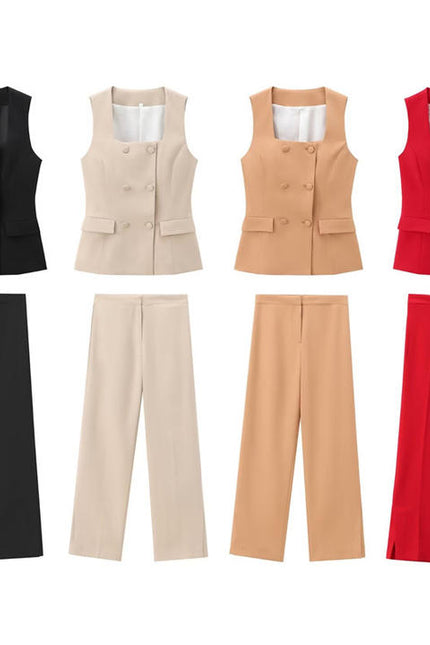 Wholesale Women's Vest Vest Straight Leg Pants 2 Piece Set