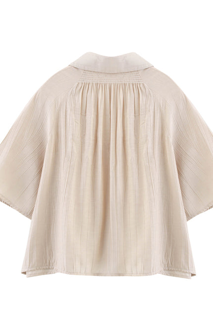 3 Colorway Solid Color Short Sleeve Turn Down Collar Buttons up Casual Fashion Tops Blouse for Women