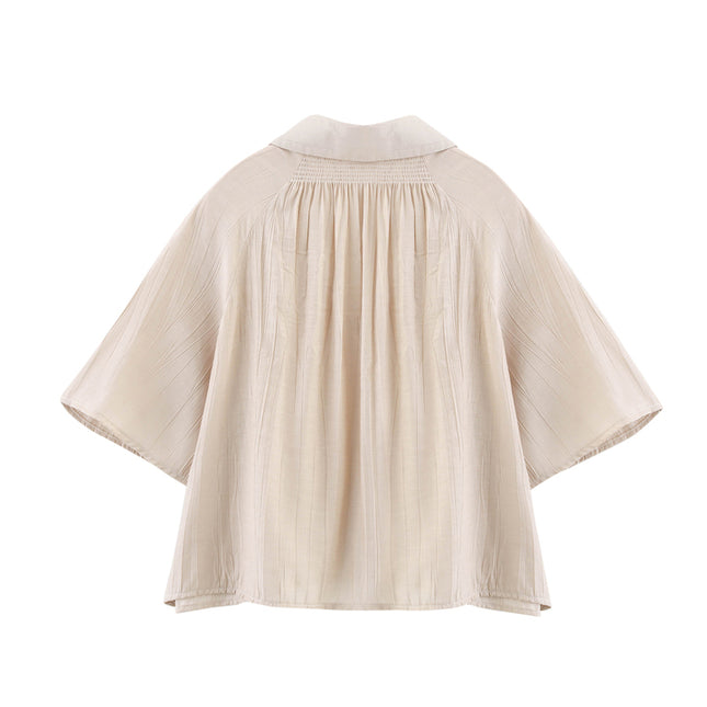 3 Colorway Solid Color Short Sleeve Turn Down Collar Buttons up Casual Fashion Tops Blouse for Women
