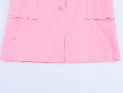 Single Buttons pink Color Long Sleeve Notched Collar Causal Fashion blazer Jacket for Women