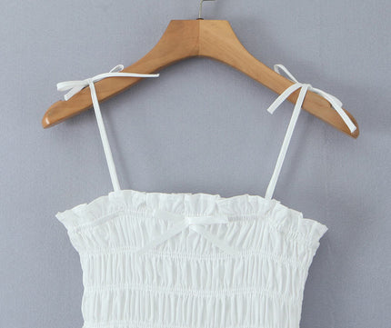 2 Colorway Spaghetti Strap Solid Color Smocked Hot Sale Casual Fashion Mini slip Dress for Ladies