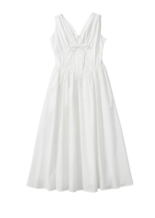 5 Colorway v Neck Front Lace up Sleeveless Hot Sale Casual Fashion Long Dress for Women