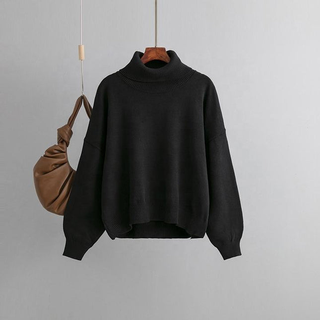 European and American Women's Blouse High Collar Thick Loose Thin Sweater