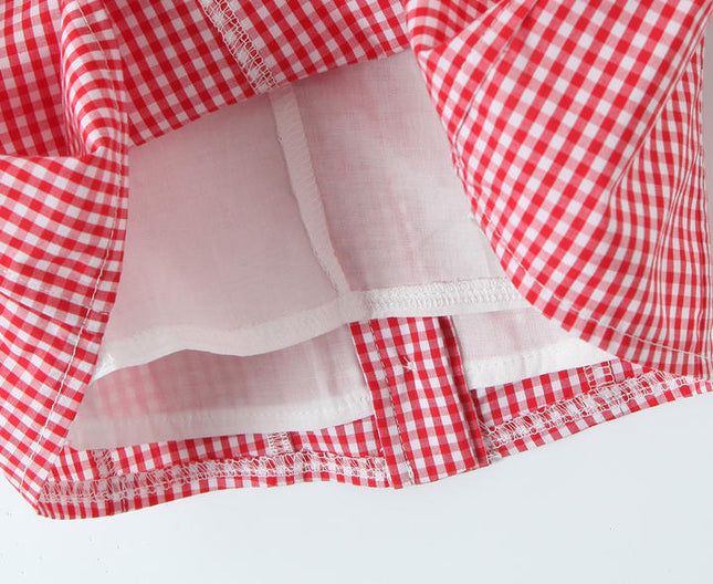 Buttons up Plaid Print Red Color Buttons up Sleeveless Casual Fashion Women's tank Top