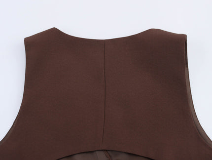 V Neck Buttons up Brown Color Hot Sale Casual Fashion Vest Waistcoat for Women