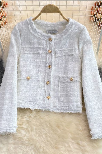 2024 Autumn Winter New Loose Jacket Long Sleeve Woolen Jacket Lady Coat Formal