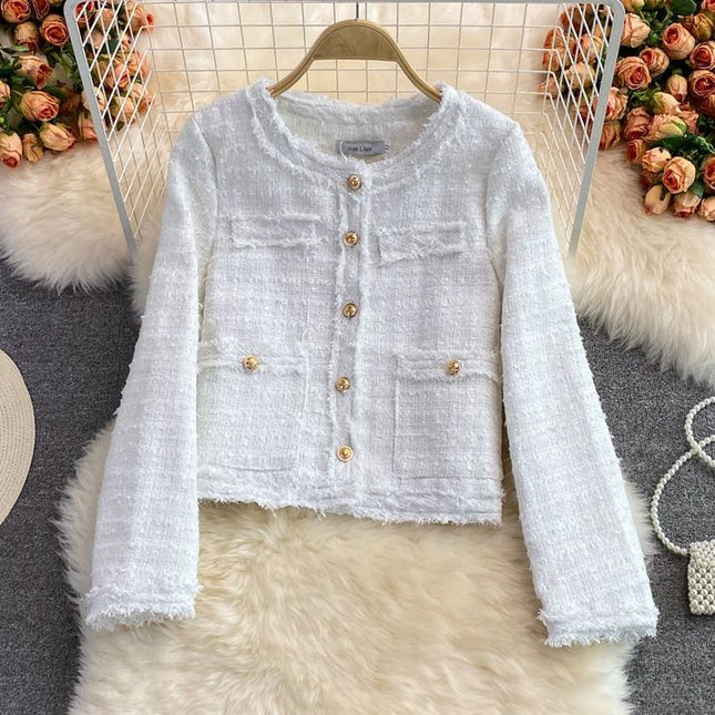 2024 Autumn Winter New Loose Jacket Long Sleeve Woolen Jacket Lady Coat Formal