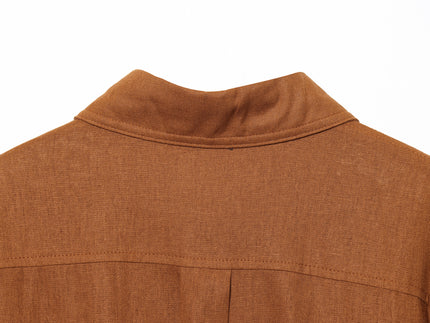 2 Colorway Turn Down Collar Sashes Long Sleeve Solid Color Buttons up Casual Fashion Tops Blouse for Women