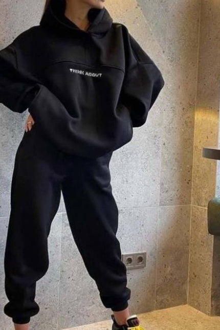 PASUXI Custom Logo Women Hoodie 2 Piece Set Winter Solid Color Hoodie Women Fitness Jogger Women Two Piece Set
