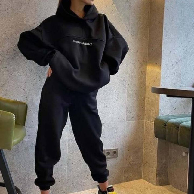 PASUXI Custom Logo Women Hoodie 2 Piece Set Winter Solid Color Hoodie Women Fitness Jogger Women Two Piece Set