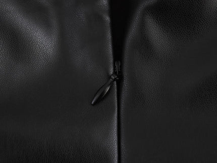 Strapless black color sashes casual fashion mini leather dress for ladies