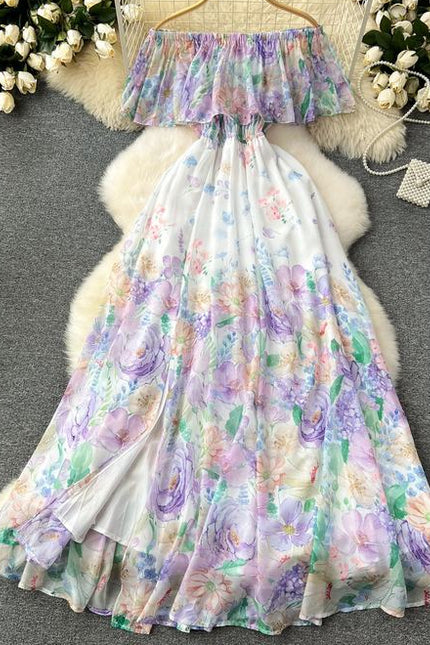New Ruffled Floral Resort Dress With Waist Cinching Ruffled Dress