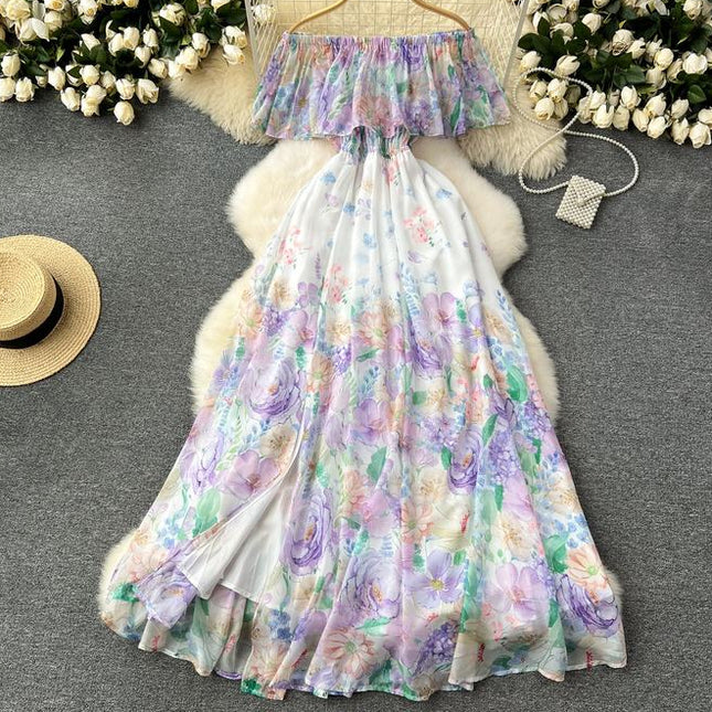 New Ruffled Floral Resort Dress With Waist Cinching Ruffled Dress