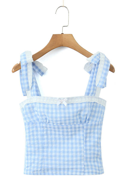 2 Colorway Shoulder Strap Plaid Print Casual Fashion Women's tank Top